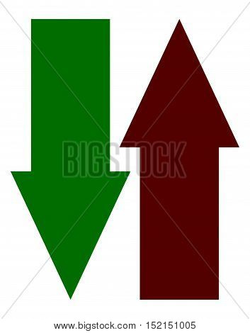 Green Red Up Down Arrow Icon(s). Vertical Arrows In Opposite Direction