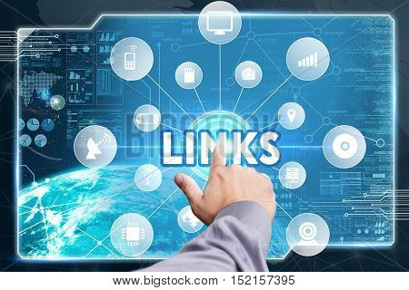 Business, Technology, Internet And Network Concept. Young Businessman Working On A Virtual Screen Of