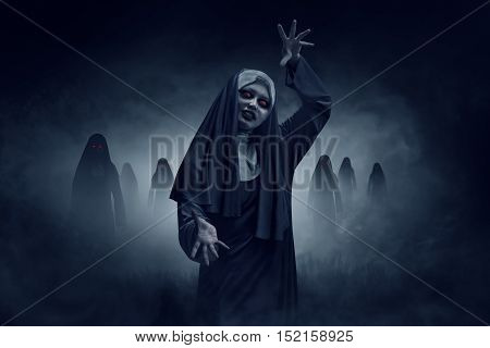Young Evil Asian Woman Nun