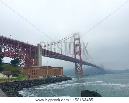Golden gate bridge in misty morning, San Francisco, California