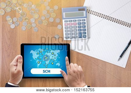 SCM Supply Chain Management concept advertise advertisement