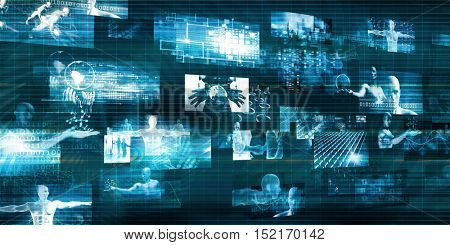 Modern Communication Technology Concept with Moving Data 3d Illustration Render
