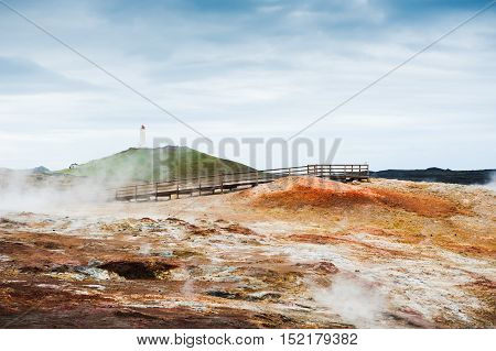 Gunnuhver geothermal area on Reykjanes peninsula in Iceland