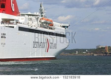 Nynashamn, Sweden - July 15, 2013: M/S Gotland departure from Nynashamn with destination Visby.