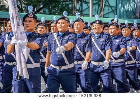 Kota Kinabalu,Sabah-Aug 31,2016:Malaysia National Day parades through the streets of Kota Kinabalu,Sabah celebrating the Independence Day at Kota Kinabalu,Sabah,Borneo,Malaysia on 31st Aug 2016.