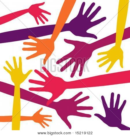 Random hands vector pattern.