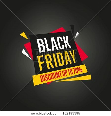 Black Friday sale black sticker vector isolated. Discount or special offer price sign on Black Friday.