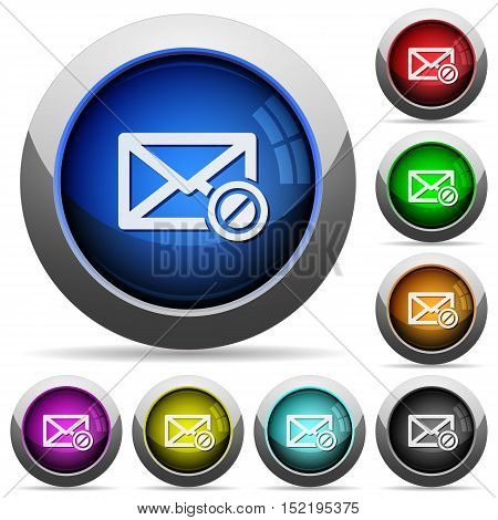 Set of round glossy Blocked mail buttons. Arranged layer structure.