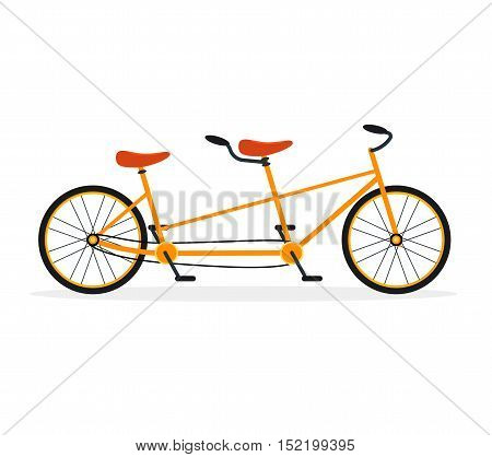 Tandem Bike Flat Design Style. Urban Travel or Sport for Two. Active Leisure. Vector illustration
