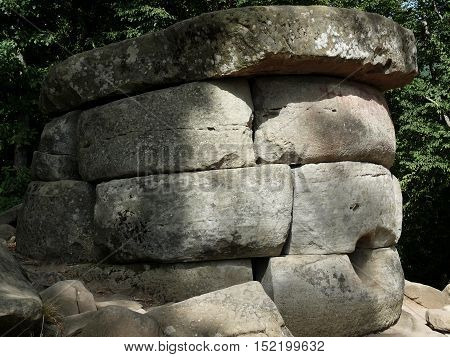 a dolmen in the mountains. Russia Krasnodar Krai