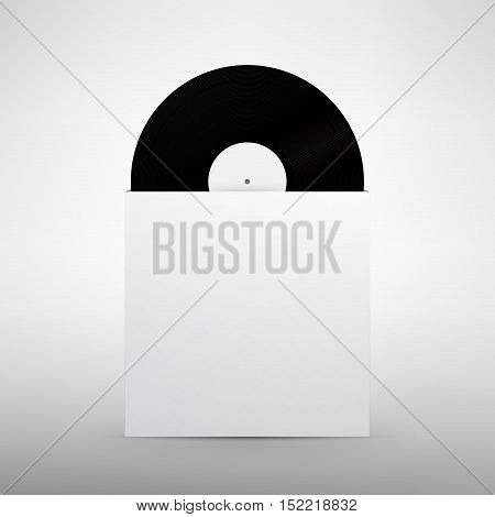 Realistic vinyl in sleeve mock up. Vinyl Record with Cover Mockup. Vector illustration.