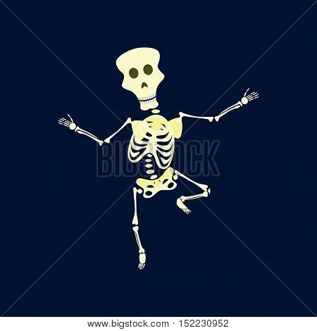 flat illustration on stylish background of skeleton Halloween monster