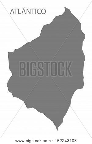 Atlantico Colombia Map in grey illustration high res