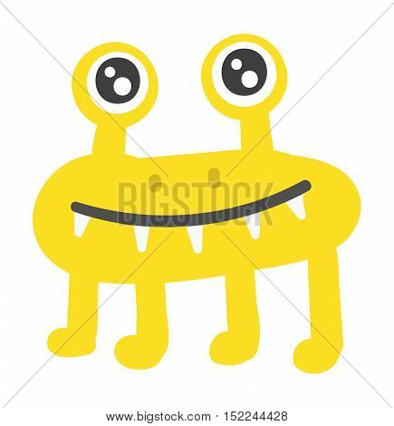 Cute monster color character funny design element. Humour emoticon fantasy monster unique expression sticker isolated. Alien sticker vector fantasy monster paint crazy animals.