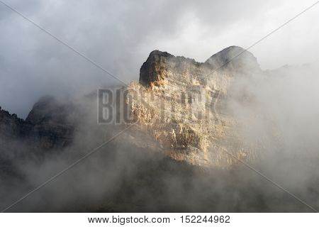 Peak named as Libro Abierto in the Pyrenees, Ordesa Valley National Park, Aragon, Huesca, Spain.
