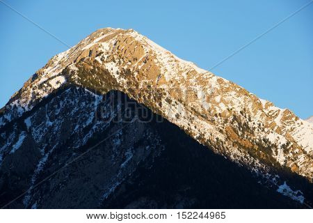 Snowy Peak in Tena Valley, Panticosa, Aragon, Huesca, Spain.