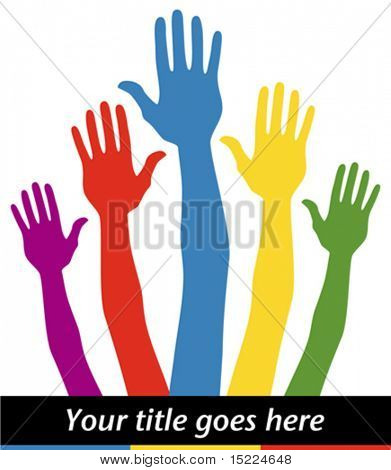 Elezioni votando le mani con i colori di partito politico.