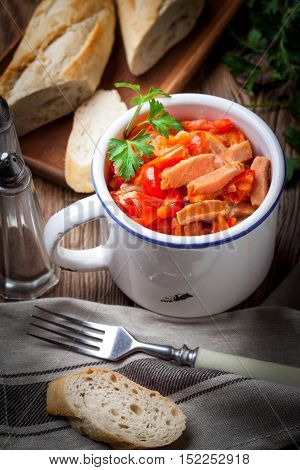 Leczo - Stew With Peppers, Onions And Sausages.
