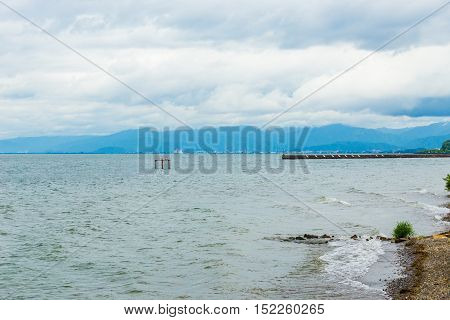 Biwa Lake Stormy Weather Clouds Shore H