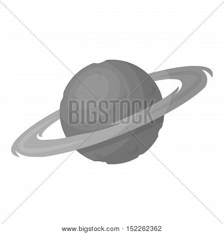 Saturn icon in monochrome style isolated on white background. Space symbol vector illustration.