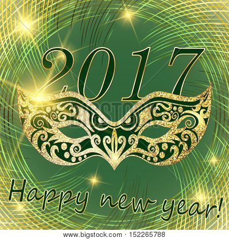 2017 Vector happy New Year and Christmas. line Golden disk can be used as a frame card cover background website. EPC 10