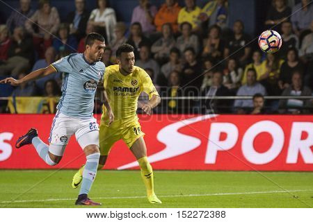VILLARREAL, SPAIN - OCTOBER 16th: (L) Cabral and Sansone during La Liga soccer match between Villarreal CF and R.C. Celta de Vigo at El Madrigal Stadium on October 16, 2016 in Villarreal, Spain