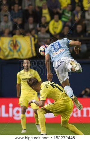 VILLARREAL, SPAIN - OCTOBER 16th: 19 Jonny with ball during La Liga soccer match between Villarreal CF and R.C. Celta de Vigo at El Madrigal Stadium on October 16, 2016 in Villarreal, Spain