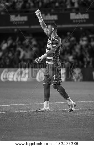 VILLARREAL, SPAIN - OCTOBER 16th: Pione Sisto during La Liga soccer match between Villarreal CF and RC Celta de Vigo at El Madrigal Stadium on October 16, 2016 in Villarreal, Spain