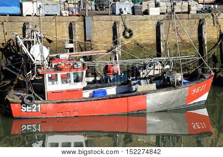 Whitstable United Kingdom -October 1 2016: Fishing Boat in Whitstable Harbour