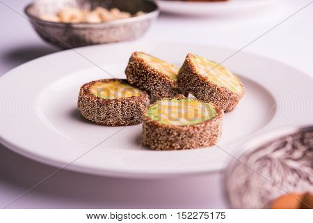 fig or anjeer burfi or anjir barfi, selective focus