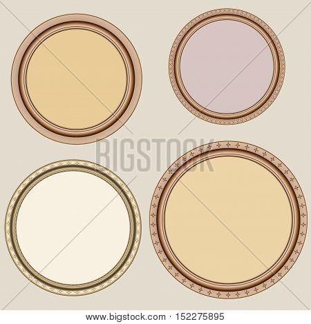 a set of four frames of the round form. different sizes and patterns. isolate on a light background, it is easy to cut to your design.