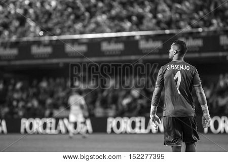 VILLARREAL, SPAIN - OCTOBER 16th: Pione Sisto during La Liga soccer match between Villarreal CF and RC Celta de Vigo at El Madrigal Stadium on October 16, 2016 in Villarreal, Spain