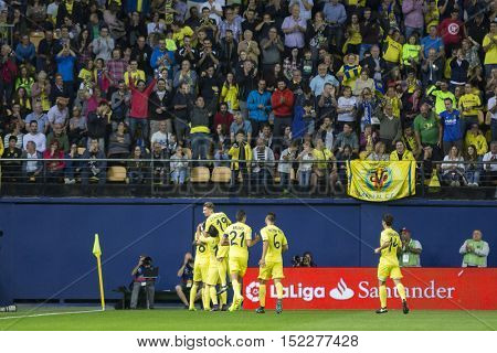 VILLARREAL, SPAIN - OCTOBER 16th: Pione Sisto during La Liga soccer match between Villarreal CF and RC Celta de Vigo at El Madrigal Stadium on October 16, 2016 in Villarreal, Spain