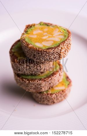 fig or anjeer burfi or anjir barfi, selective focus