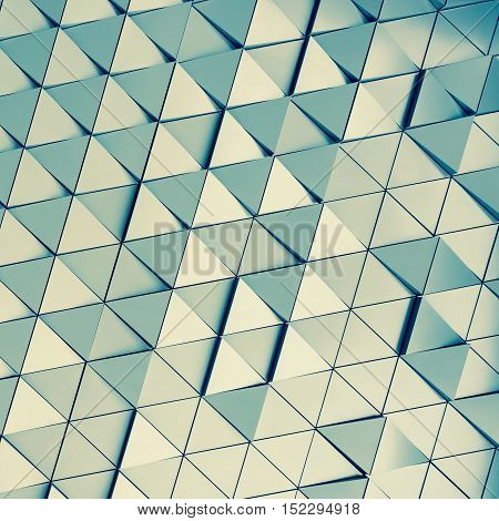 Abstract 3d illustration of modern aluminum ventilated triangles on facade