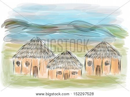 ngorongoro crater abstract vector illustration- 10 EPS