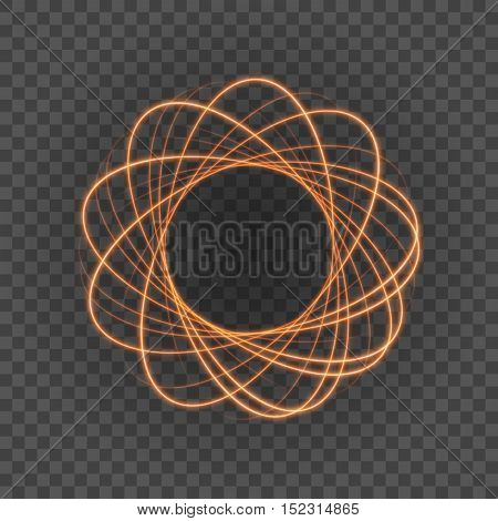 Smooth Light Orange Lines On Transparency Background Vector Illustration.