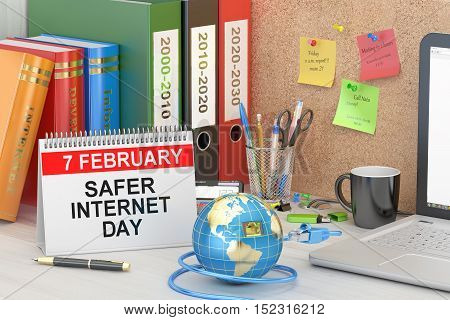 Safer Internet Day concept 3D rendering on the table