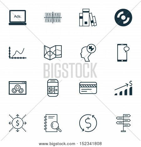 Set Of 16 Universal Editable Icons For Business Management, Statistics And Education Topics. Include