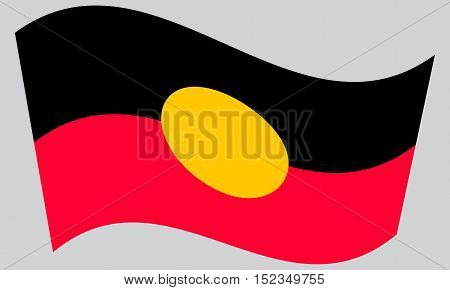 Australian Aboriginal official flag. Commonwealth of Australia patriotic symbol banner element background. Correct colors. Australian Aboriginal flag waving on gray background vector