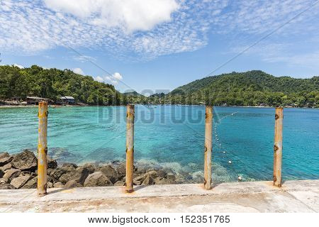 Traditional Port With Beautiful Cloud, Blue Water, Rock, Blue Sky