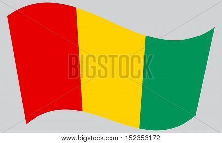 Guinean national official flag. African patriotic symbol banner element background. Correct colors. Flag of Guinea waving on gray background vector