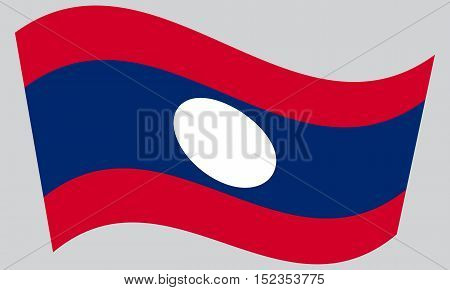 Laotian national official flag. Patriotic symbol banner element background. Correct colors. Flag of Laos waving on gray background vector