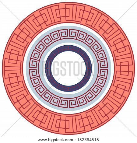 Set of round frames with a Greek pattern. Vector element for design of cards invitations and your design