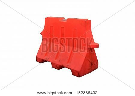 Plastic barrier blocking the road isolated on white background with clipping path.