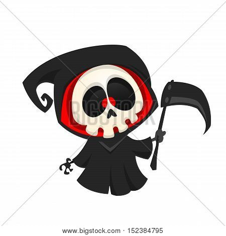 Grim reaper cartoon character isolated on a white background. Halloween vector death character