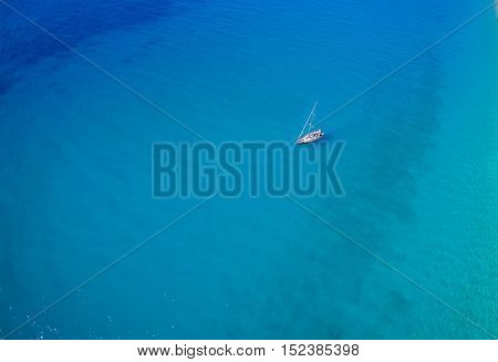 Aerial of the amazing Kathisma beach in Lefkada island Greece