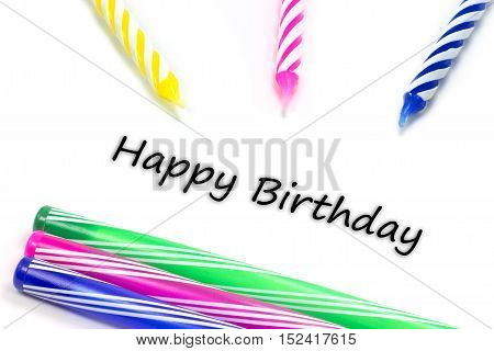 Candle and Colorful Pen Happy birthday moment
