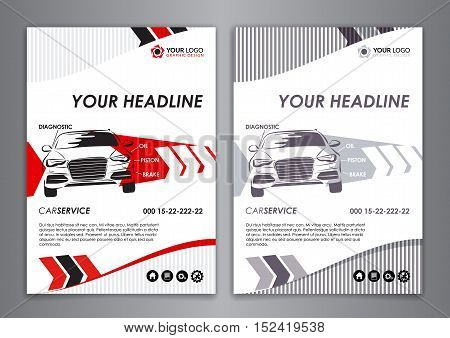 A5, A4 service car business card template. Auto repair Brochure templates identity illustration abstract arrow Modern Backgrounds. Vector illustration.