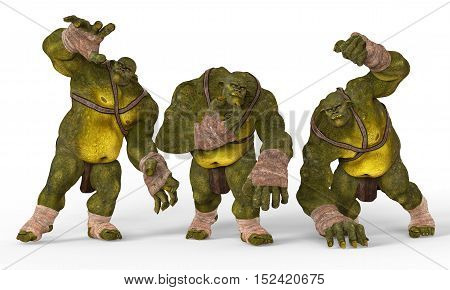 Ogres Monsters 3D Illustration Isolated On White